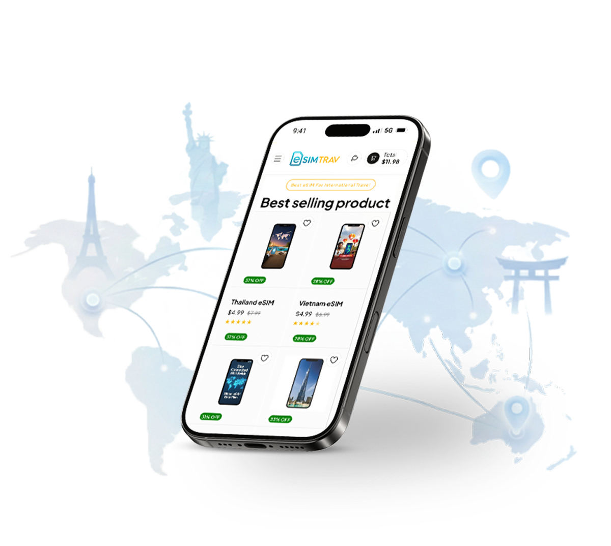 Search your destination eSIM