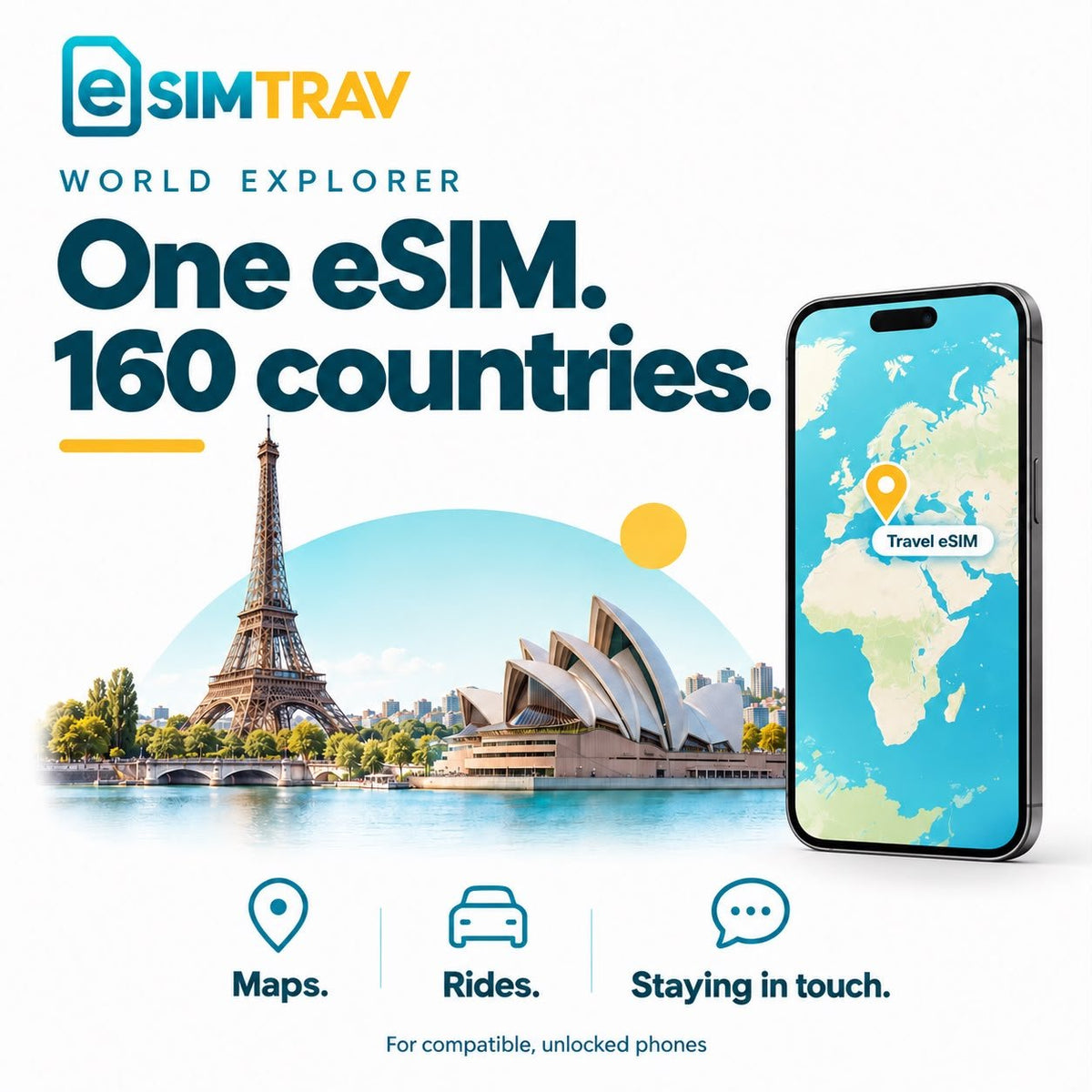 World Explorer - 160 countries. One eSIM